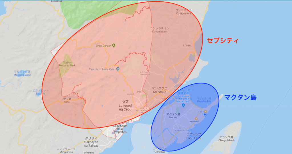 マクタン島、セブシティ、地図